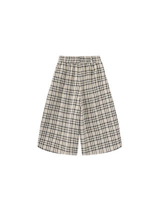 Vintage Plaid Curved Cropped Trousers