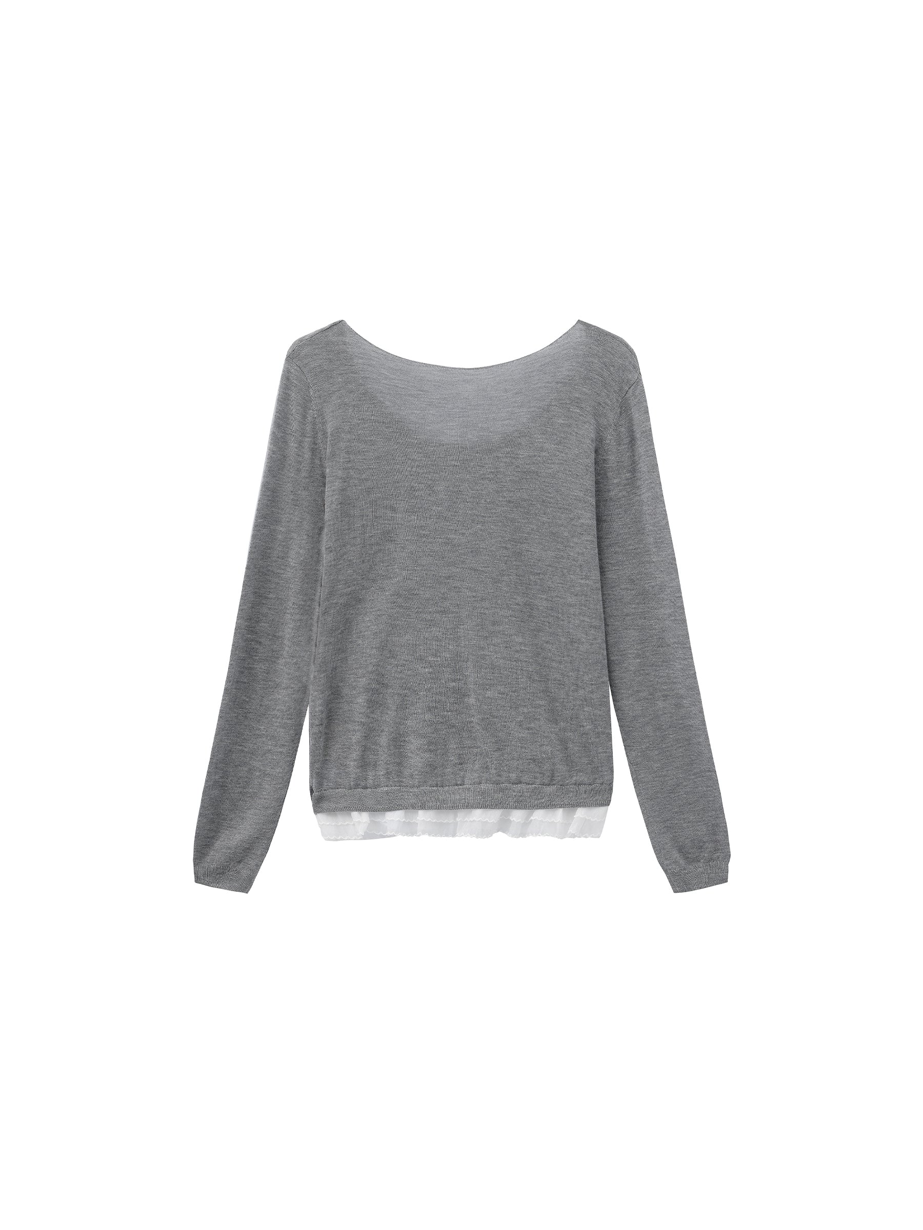 CUBIC Lace Trim Cropped Knit Top-14