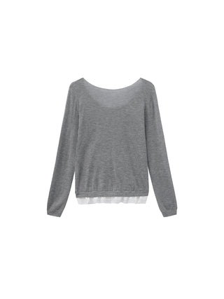 CUBIC Lace Trim Cropped Knit Top