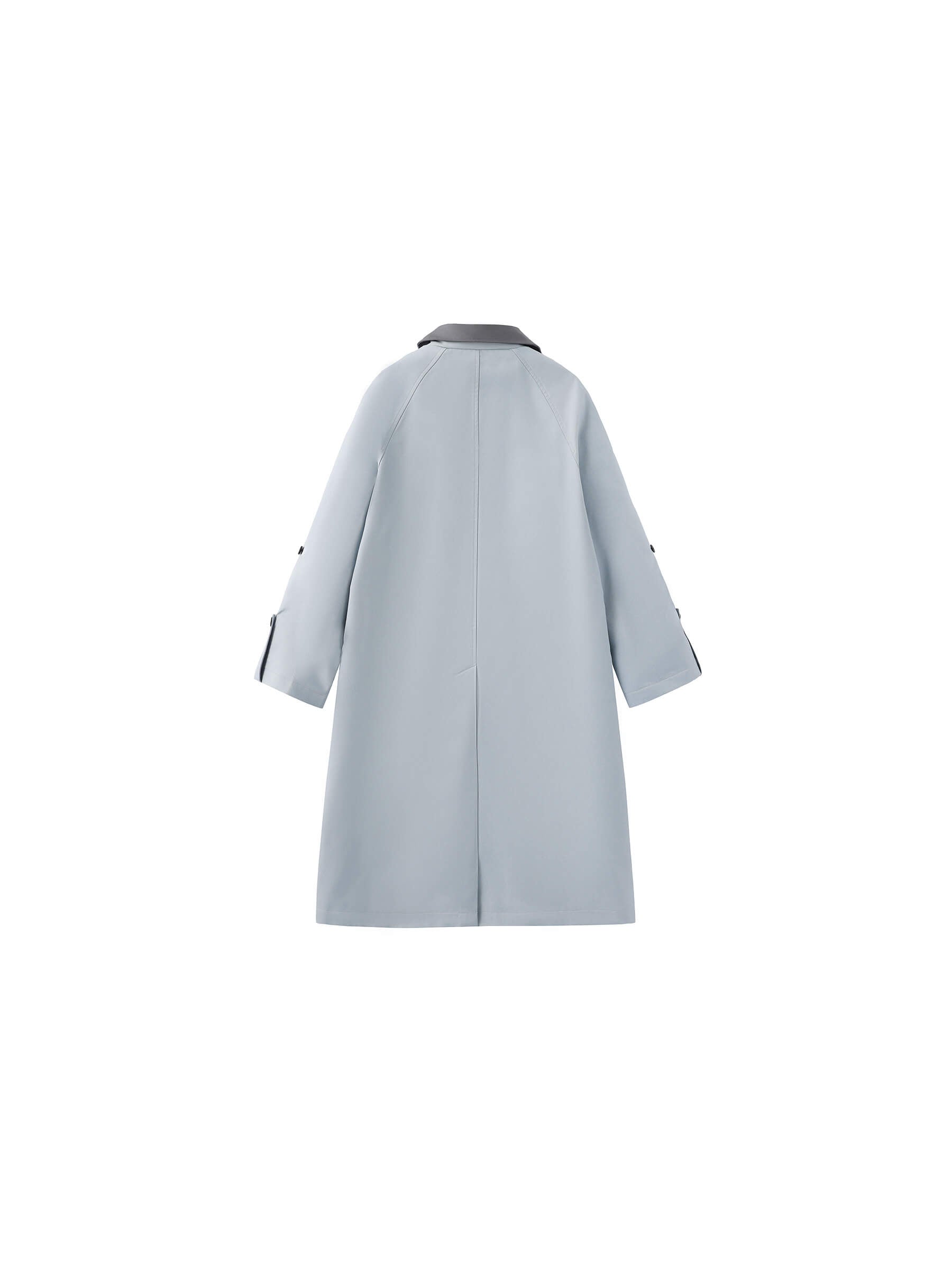 Color-Blocked Collar Long Trench Coat-16
