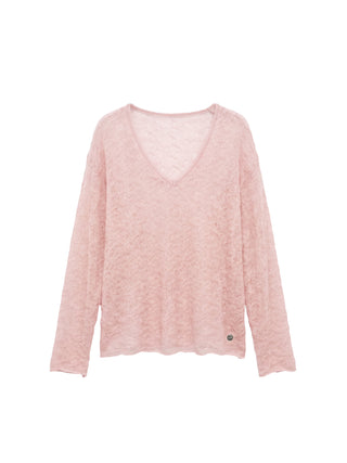 CUBIC Mohair Wool V-Neck Knit Top