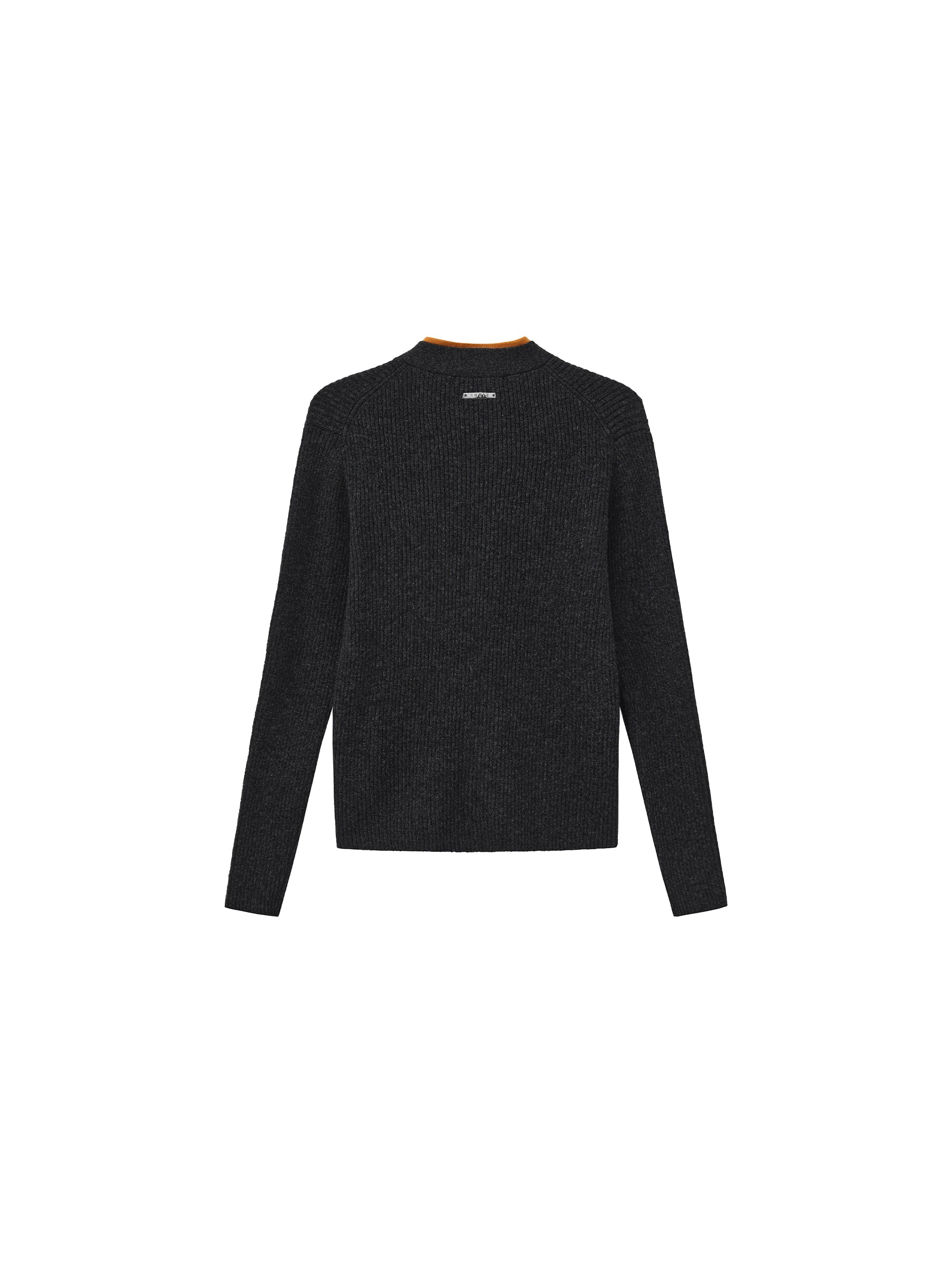100% Wool Contrast V-Neck Wool Knit Top-14