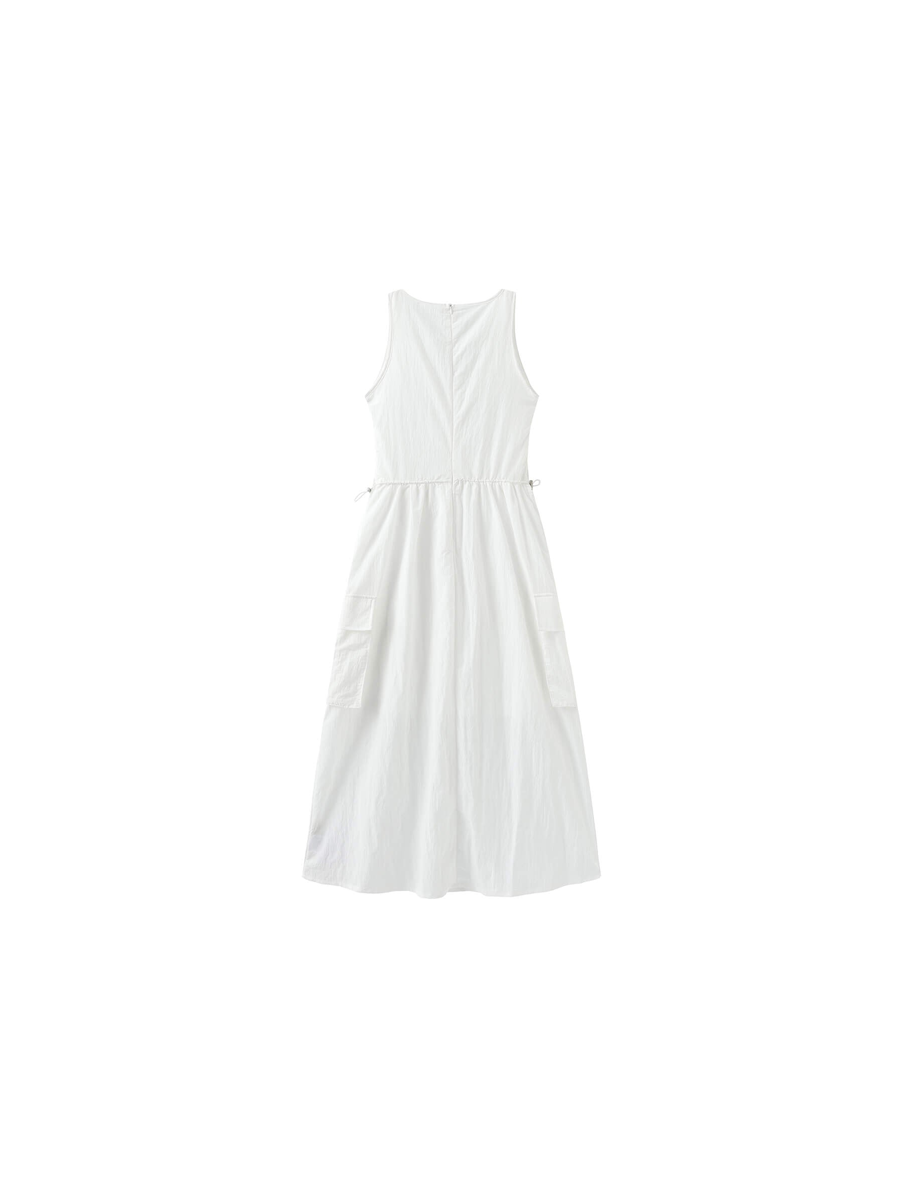 Drawstring Pleated V-Neck Sleeveless Dress-14
