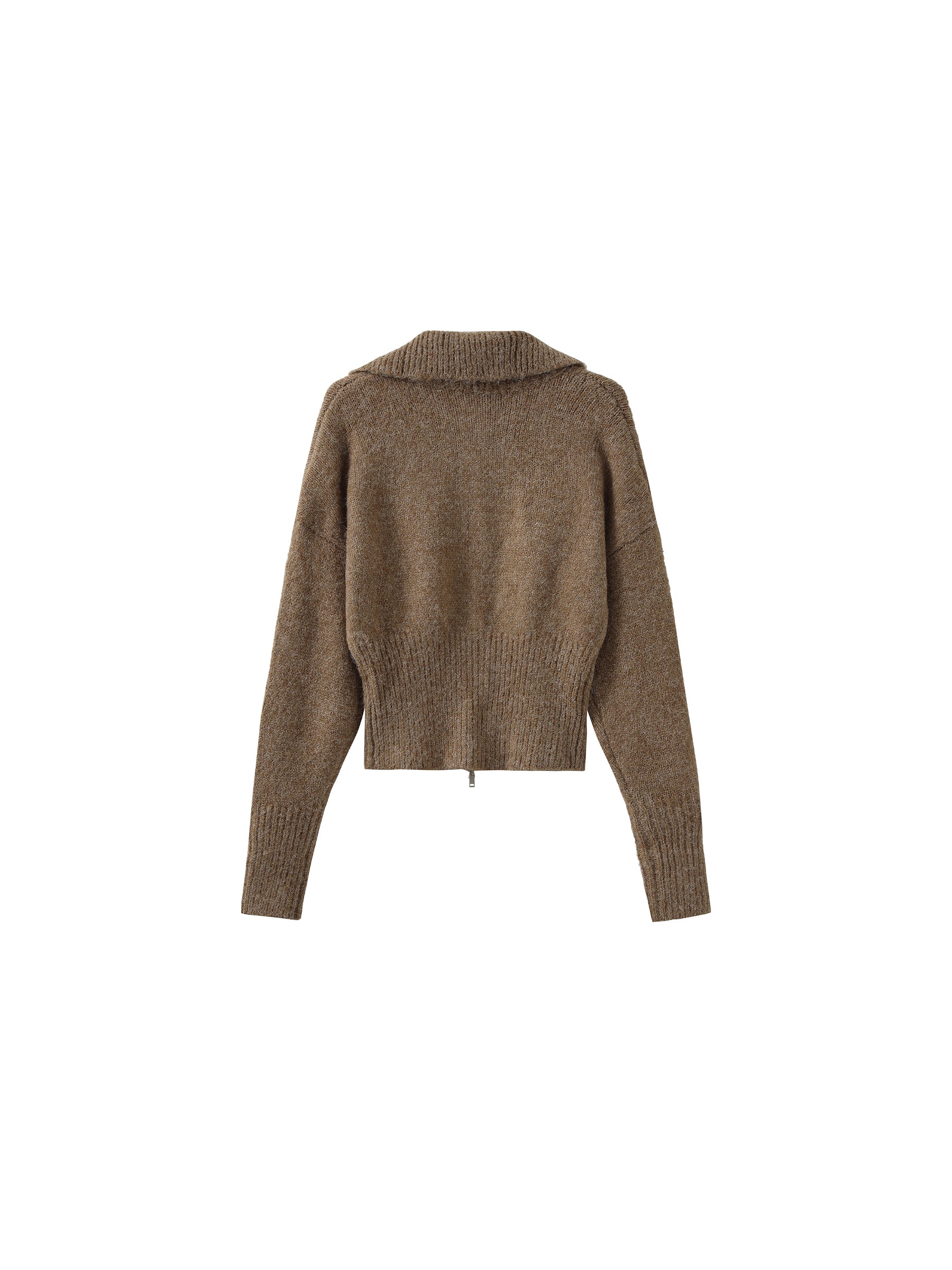 Retro Stand Collar Zip-Up Cardigan-14