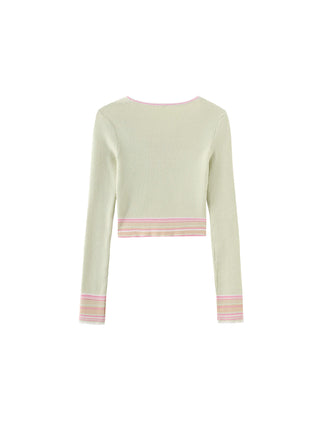 Boat Neck Long Sleeve Knit Top