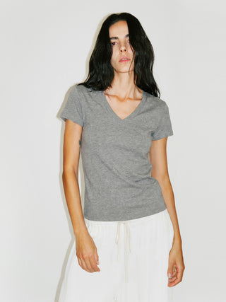 CUBIC Linen-Blend V-Neck Slim Fit Top