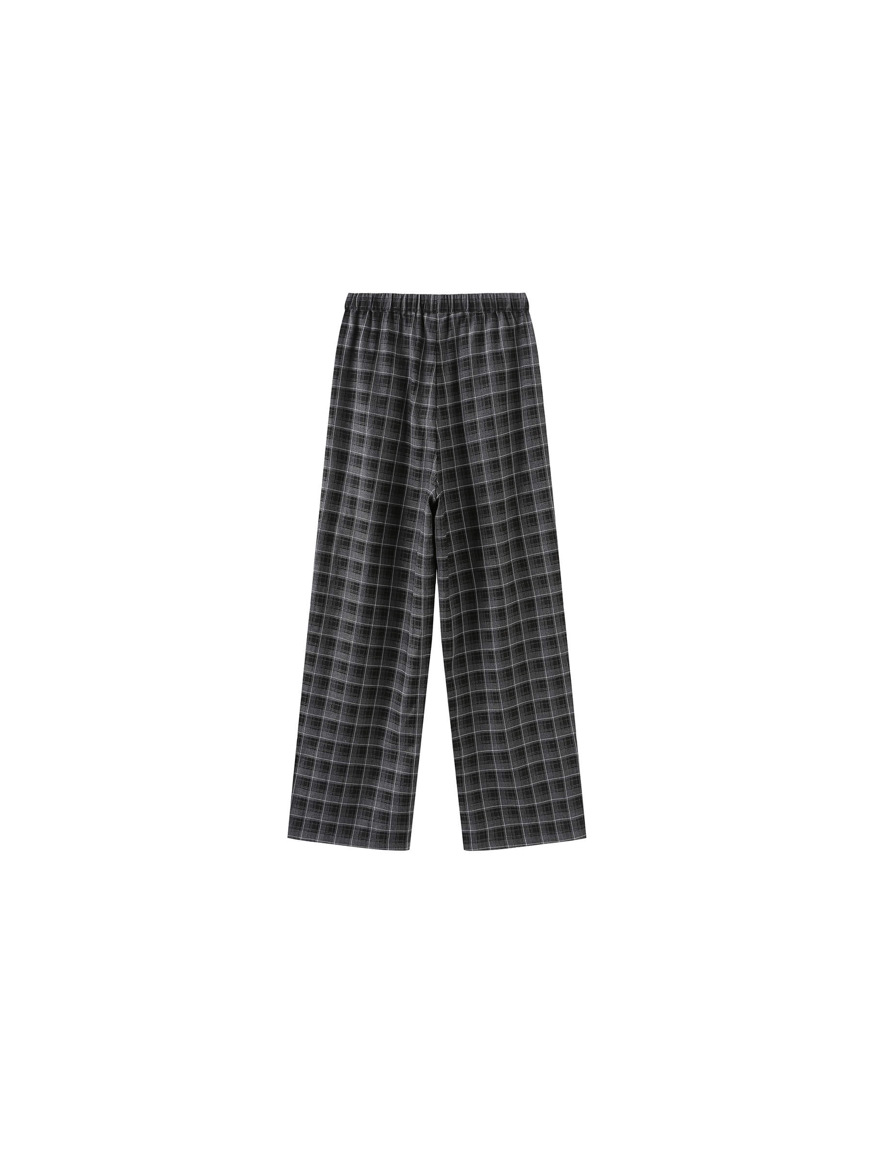 Wide Leg Tartan Casual Trousers-14