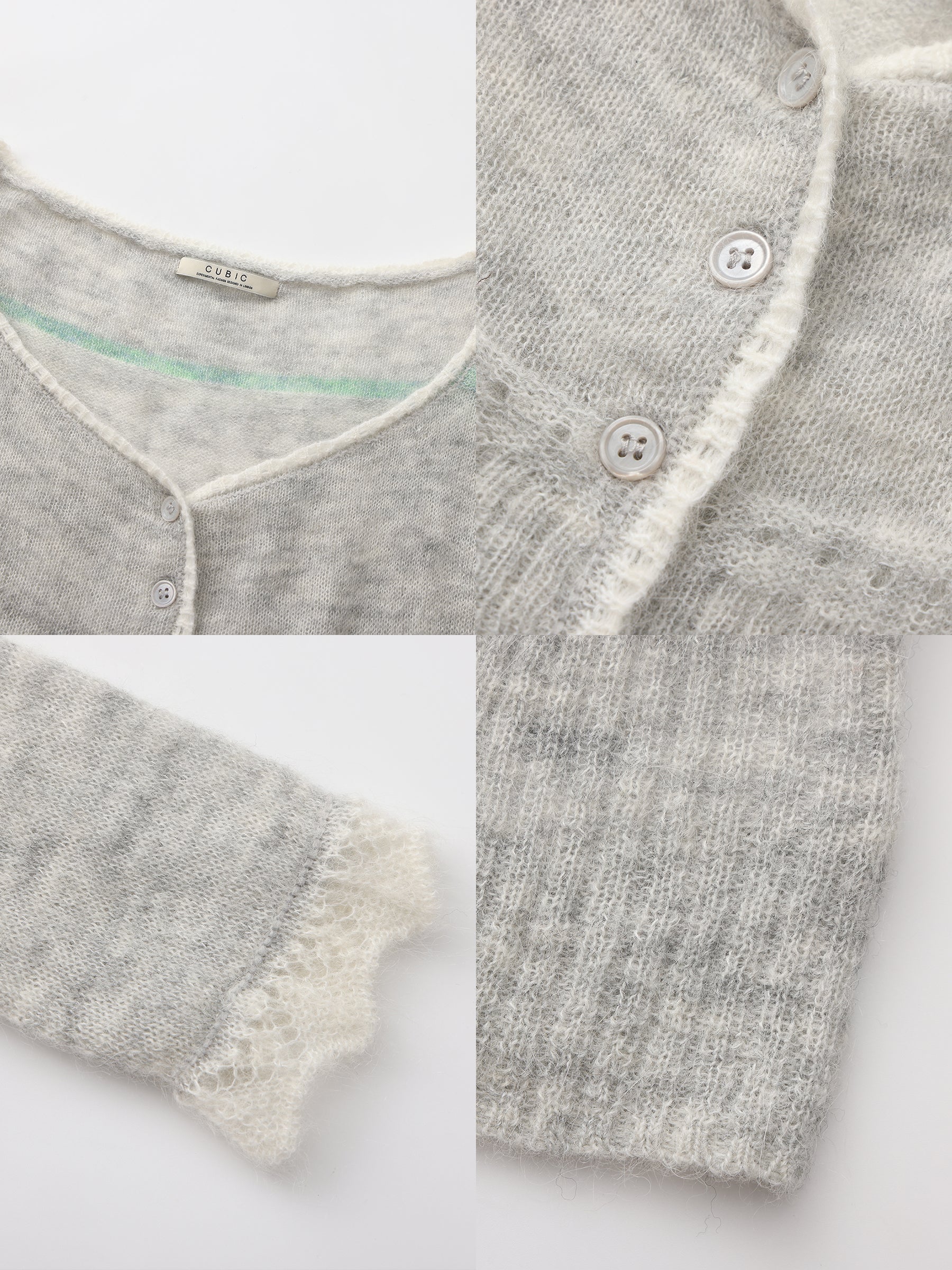 CUBIC Contrast Wool Blend Lace Cardigan-14