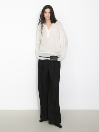 Henley Neck Loose-Fit Long-Sleeve Cover-Up