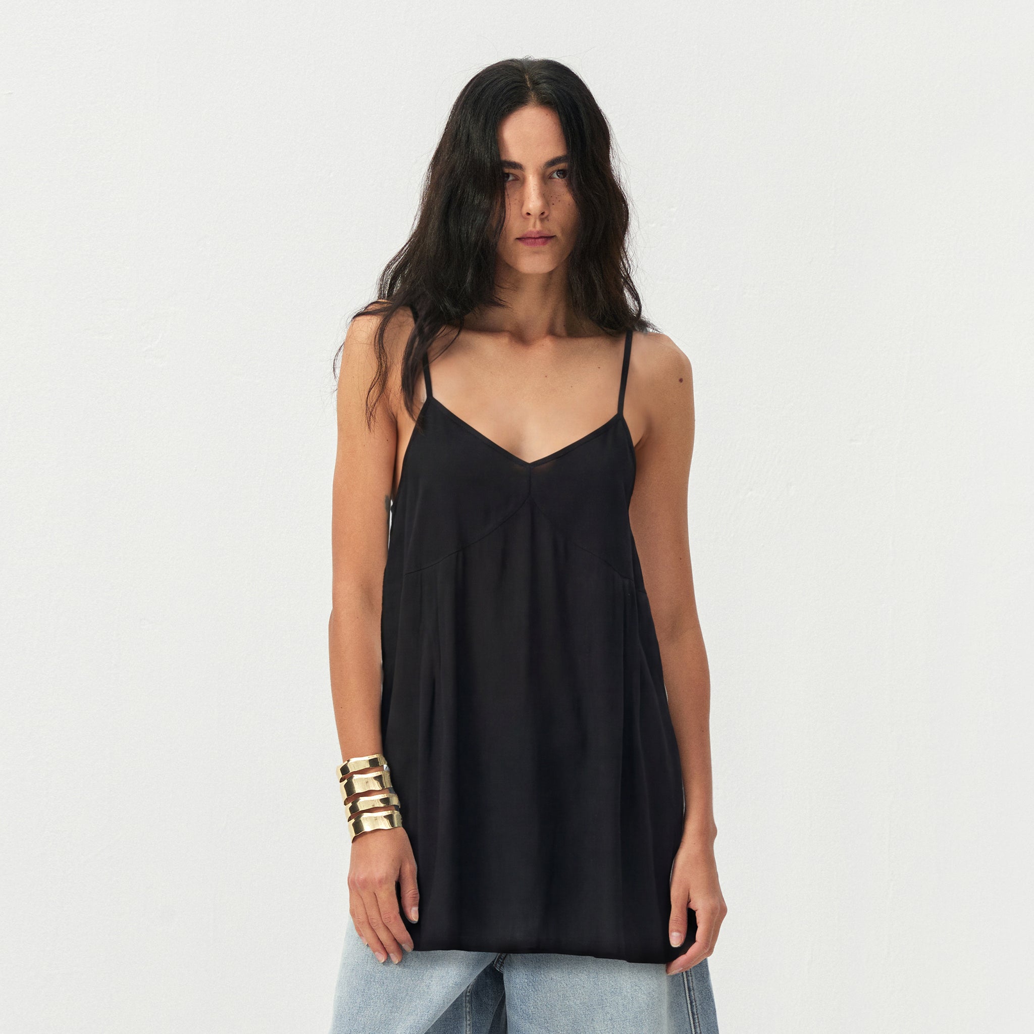 CUBIC Lyocell-Blend V-Neck Pleated Camisole-14