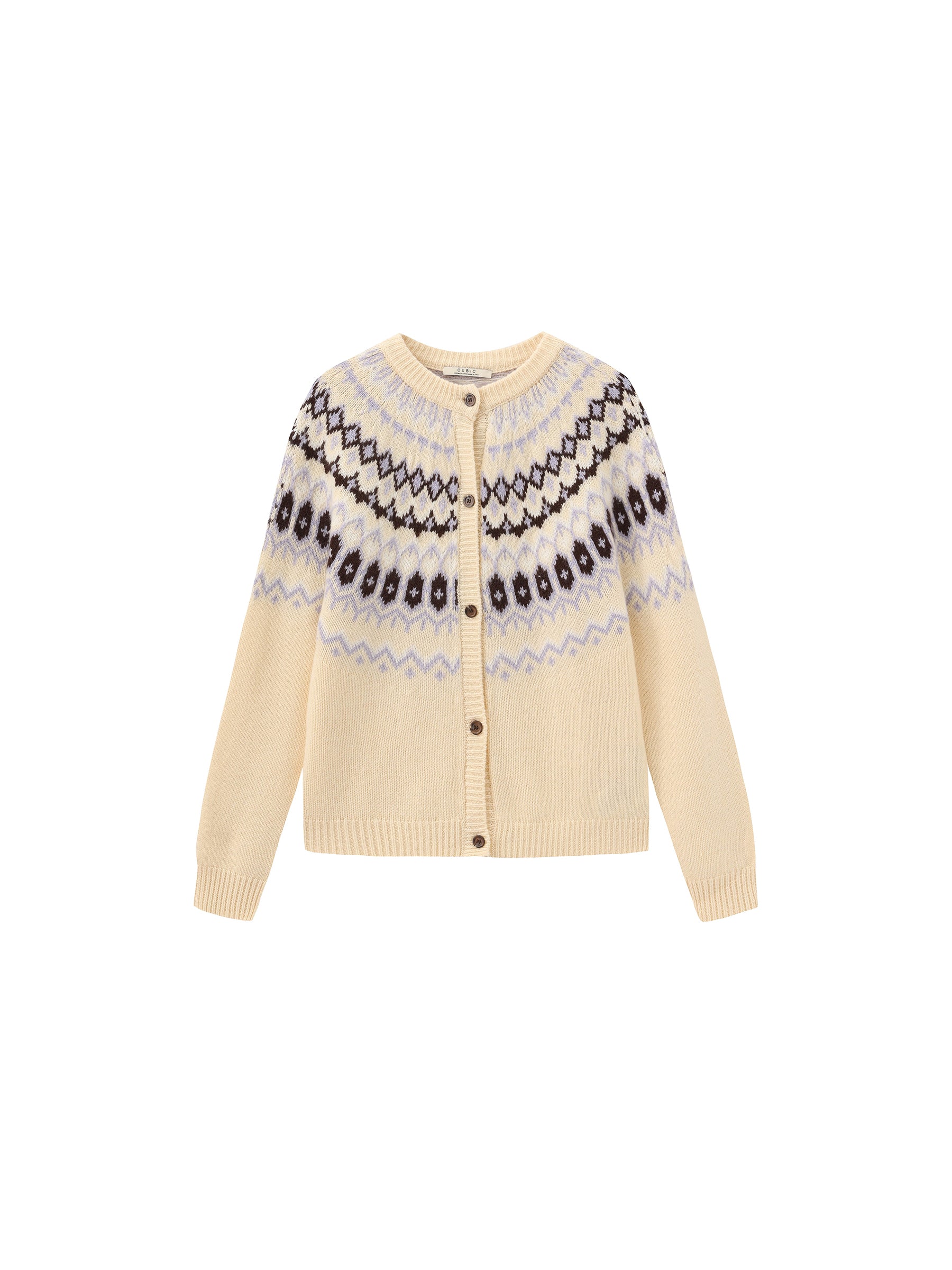 100% Wool Fair Isle Wool Knit Cardigan-13