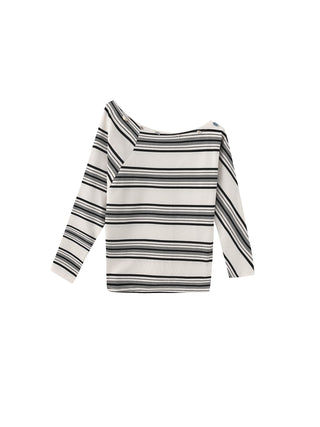 Off-Shoulder Striped Long-Sleeve Tee