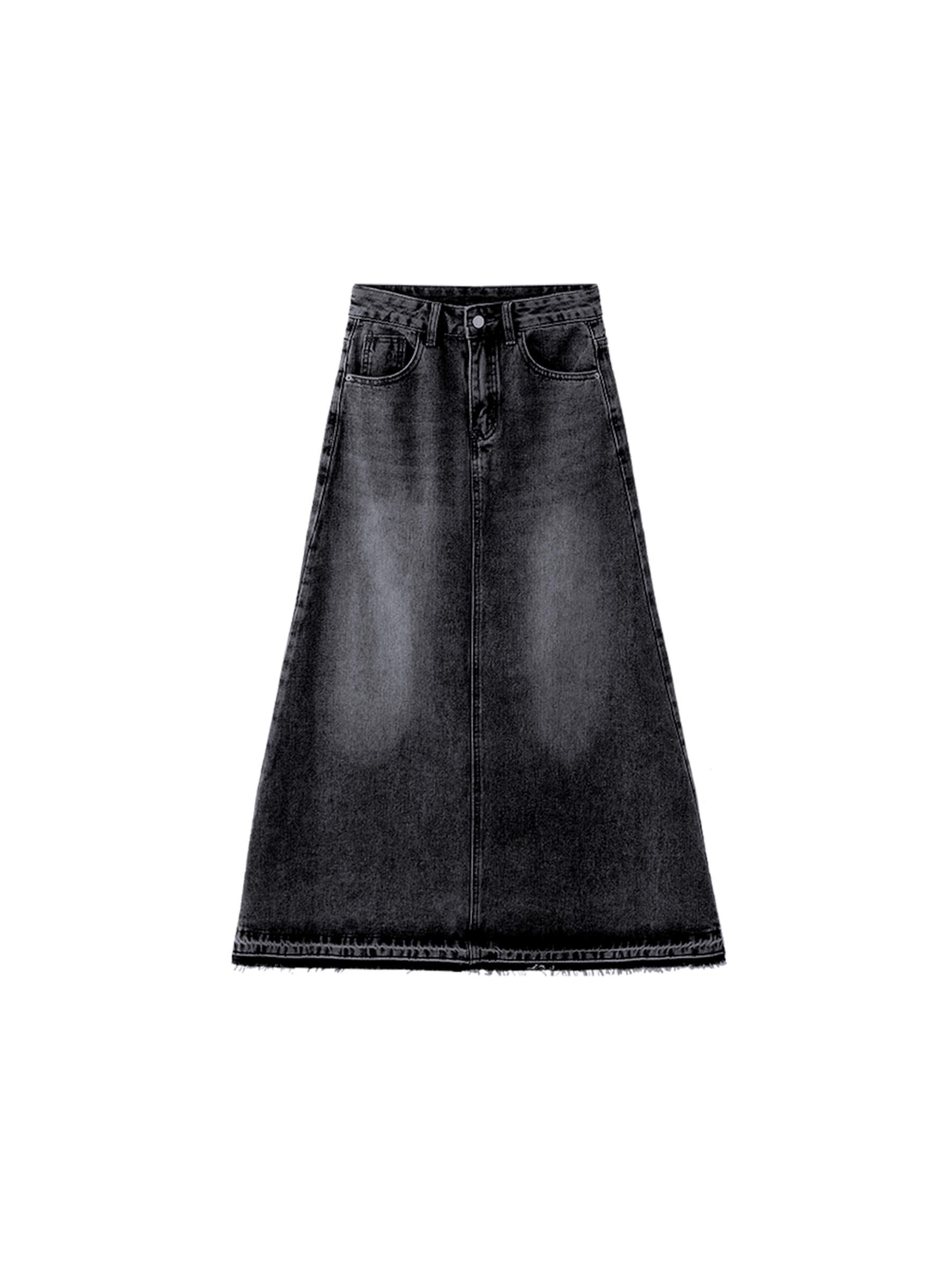 A-line Denim Maxi Skirt-17