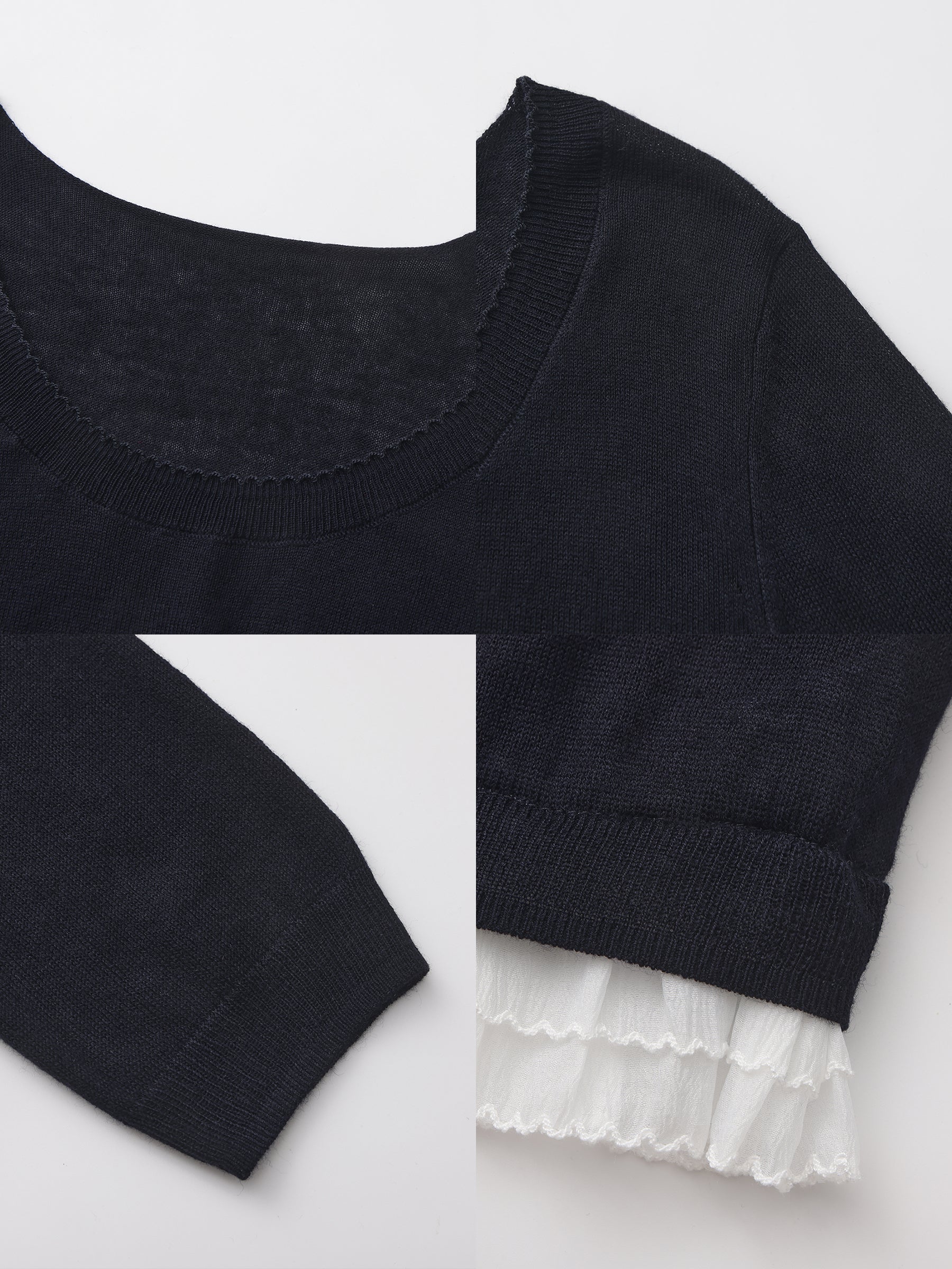 CUBIC Lace Trim Cropped Knit Top-15