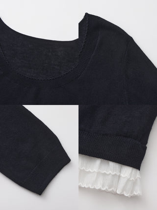 CUBIC Lace Trim Cropped Knit Top