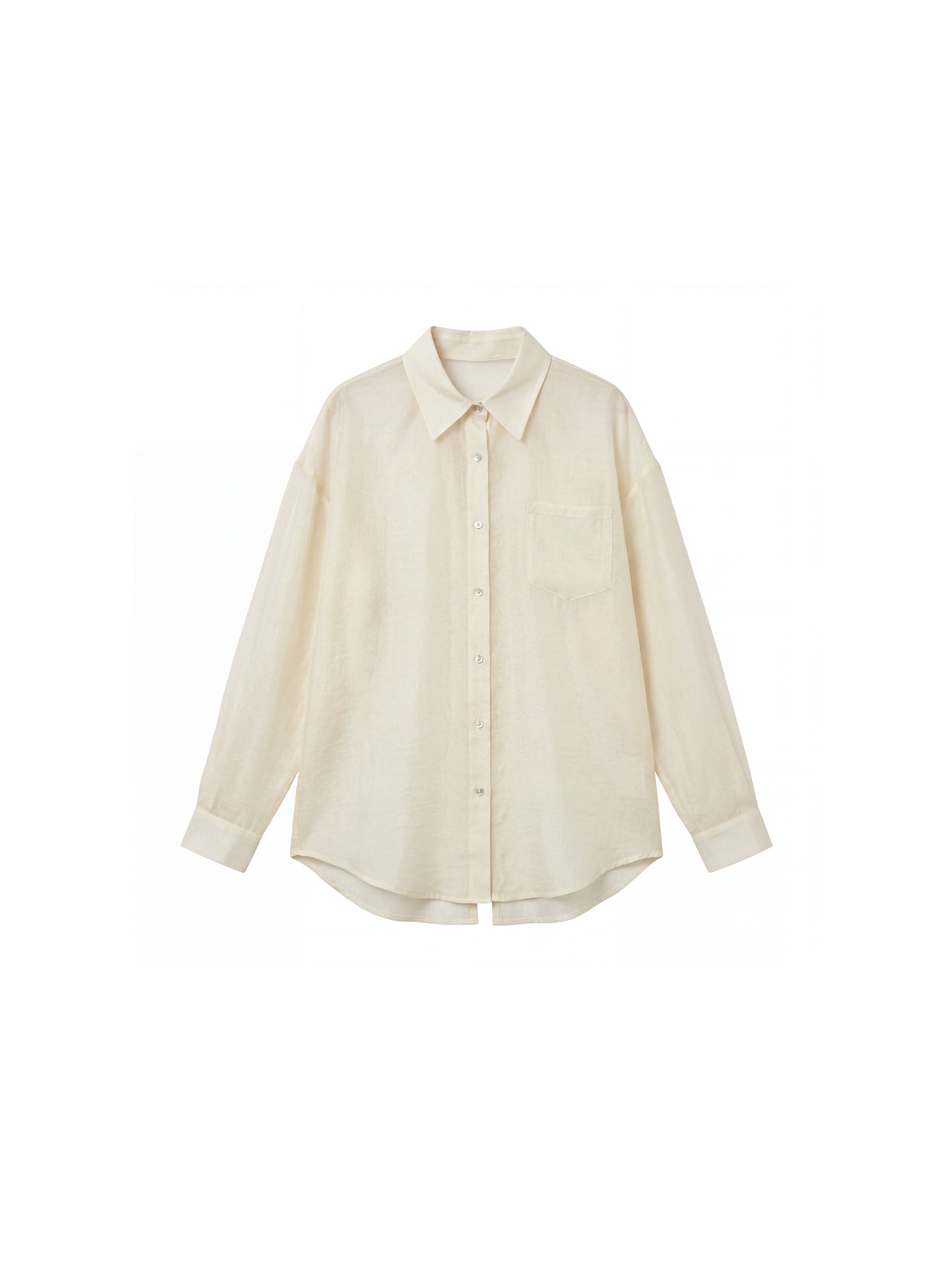 CUBIC Lyocell Oversized Sheer Button-Down Shirt-15