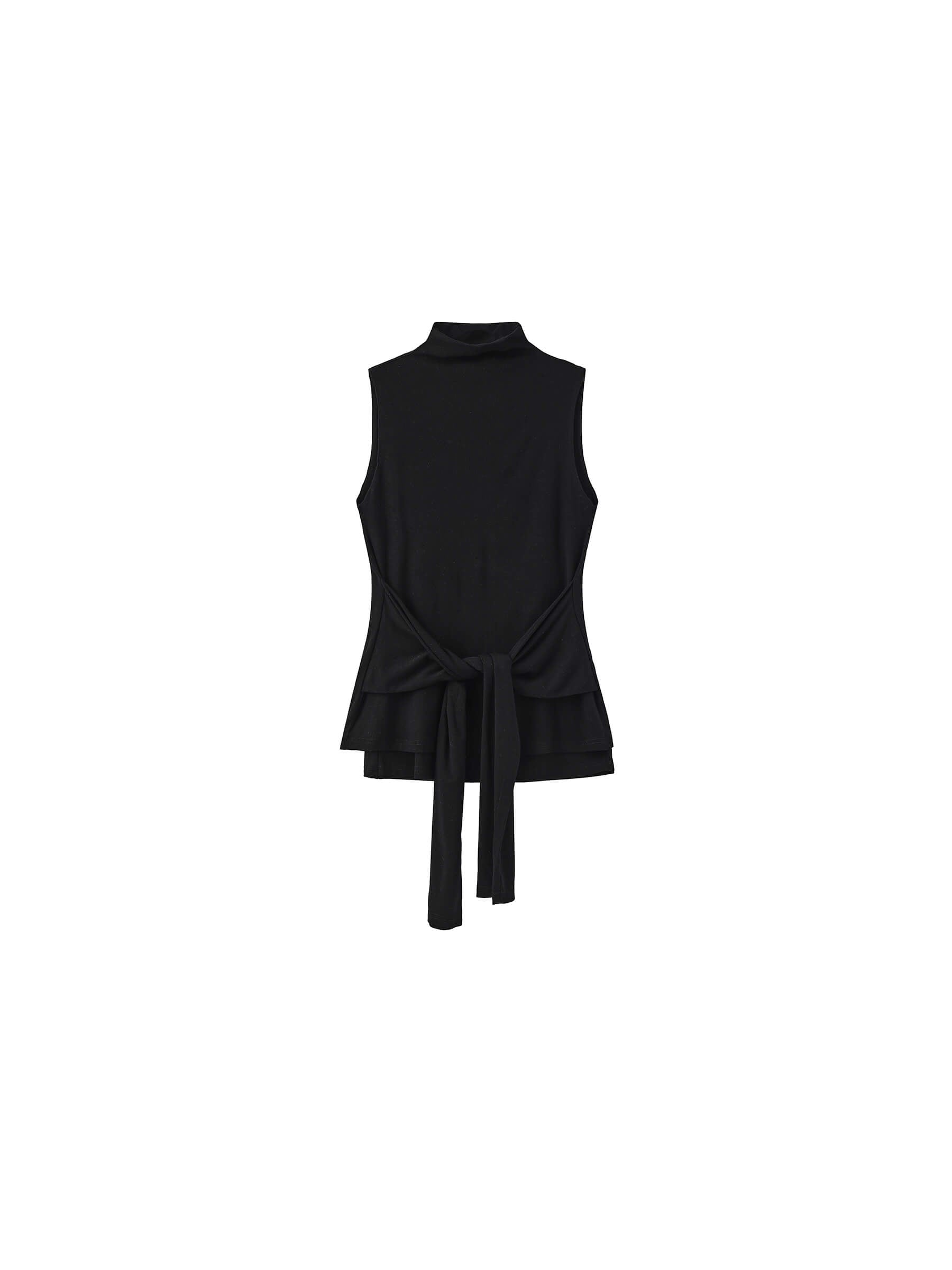 Tie-Detail Sleeveless Mock Neck Top-17