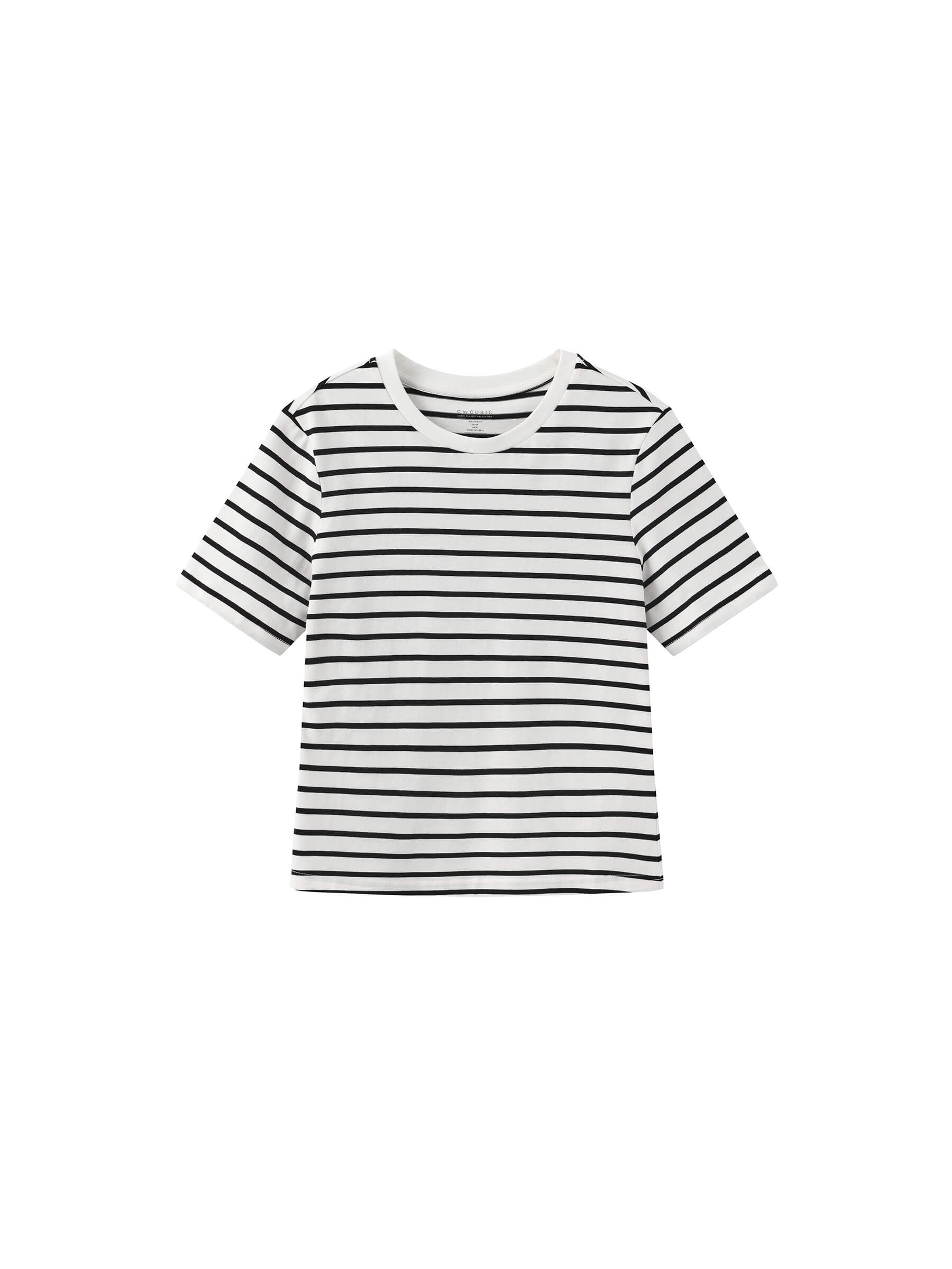 C by CUBIC Striped Basic Cotton T-Shirt-17