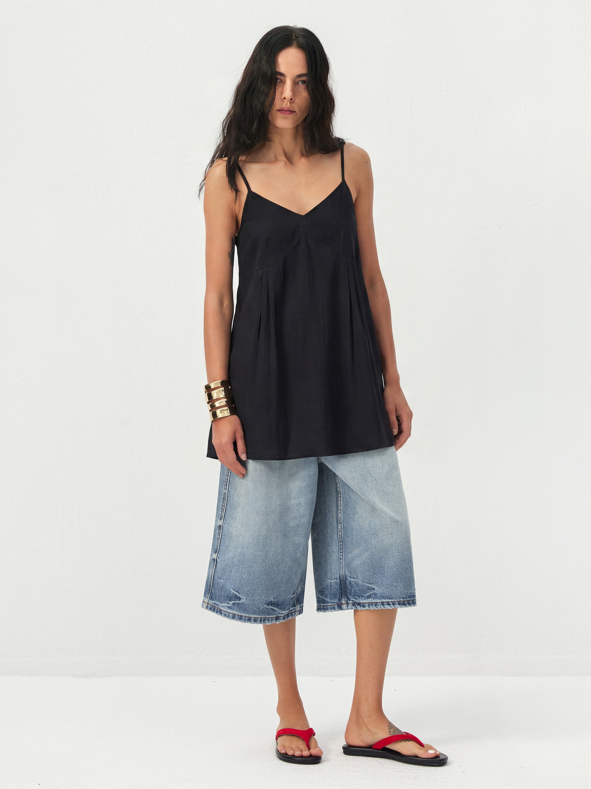 CUBIC Lyocell-Blend V-Neck Pleated Camisole-15