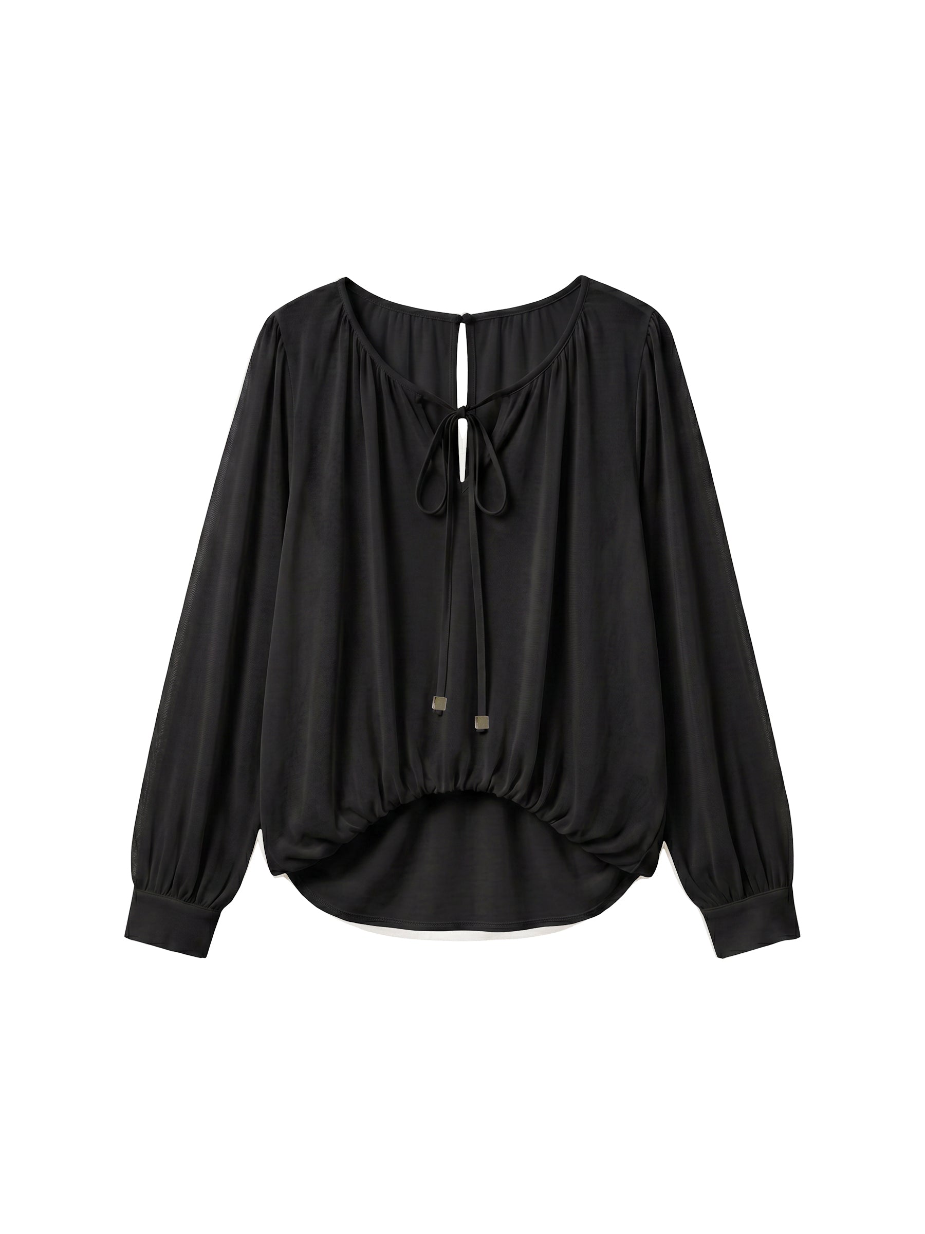 CUBIC Tie Neck Batwing Blouse-15