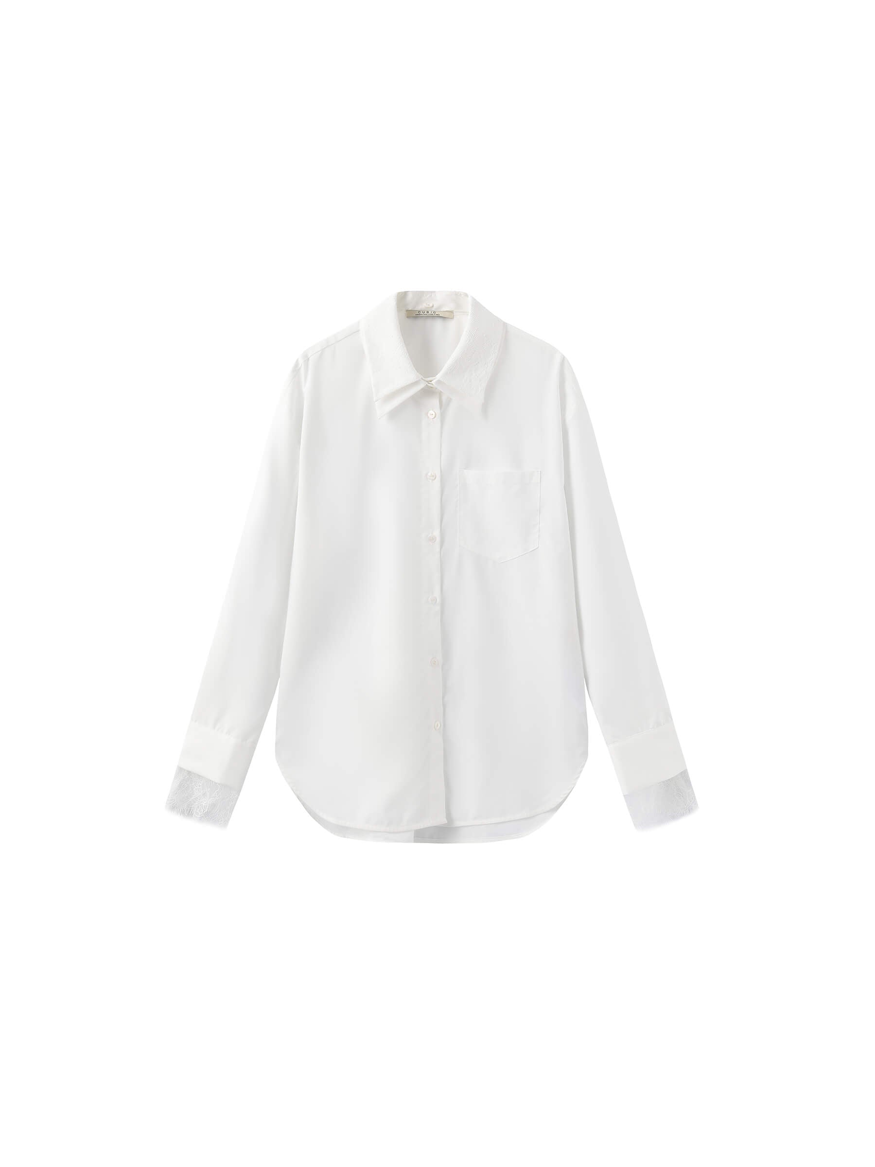 Double Wing Collar Shirt with Detachable Lace Collar-17