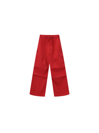 Relaxed Draped Straight-Leg Utility Pants