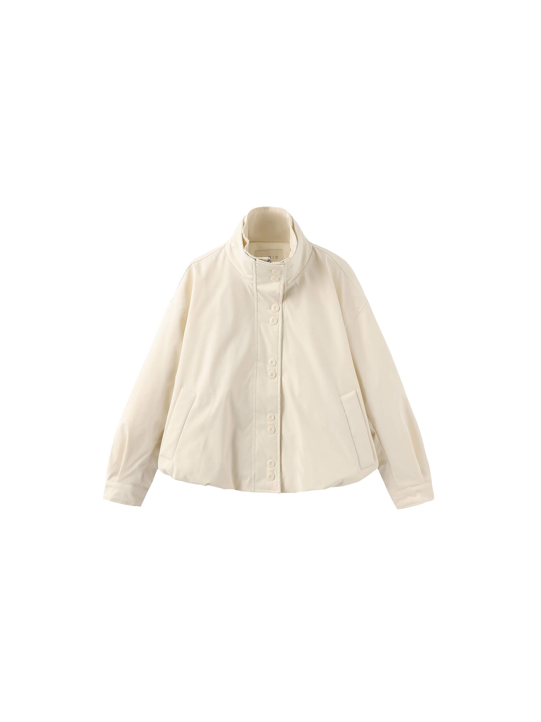 Short High Collar Zip Up Down Coat-17