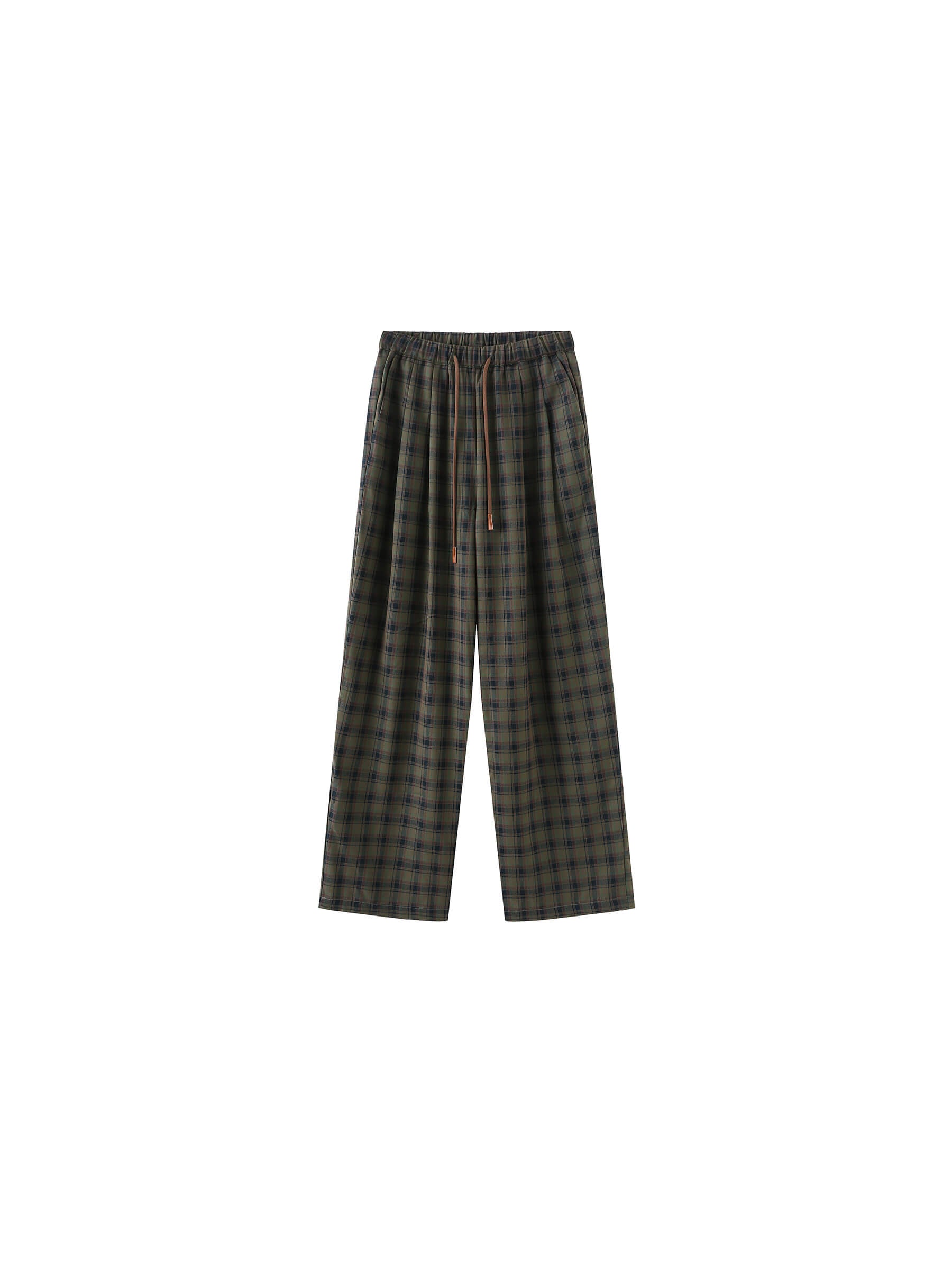 Wide Leg Tartan Casual Trousers-15