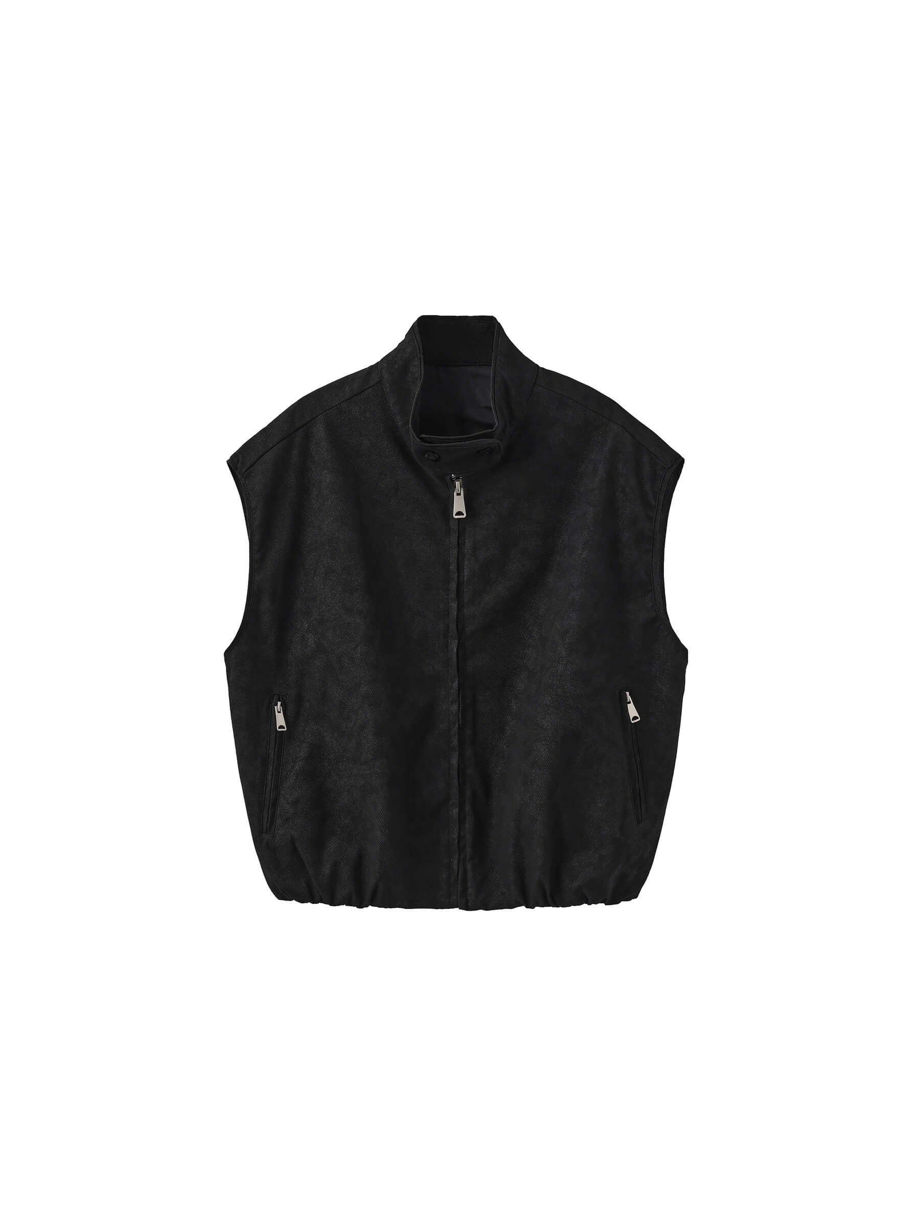 Loose Dropped Shoulder Waistcoat with Stand-up Collar-15