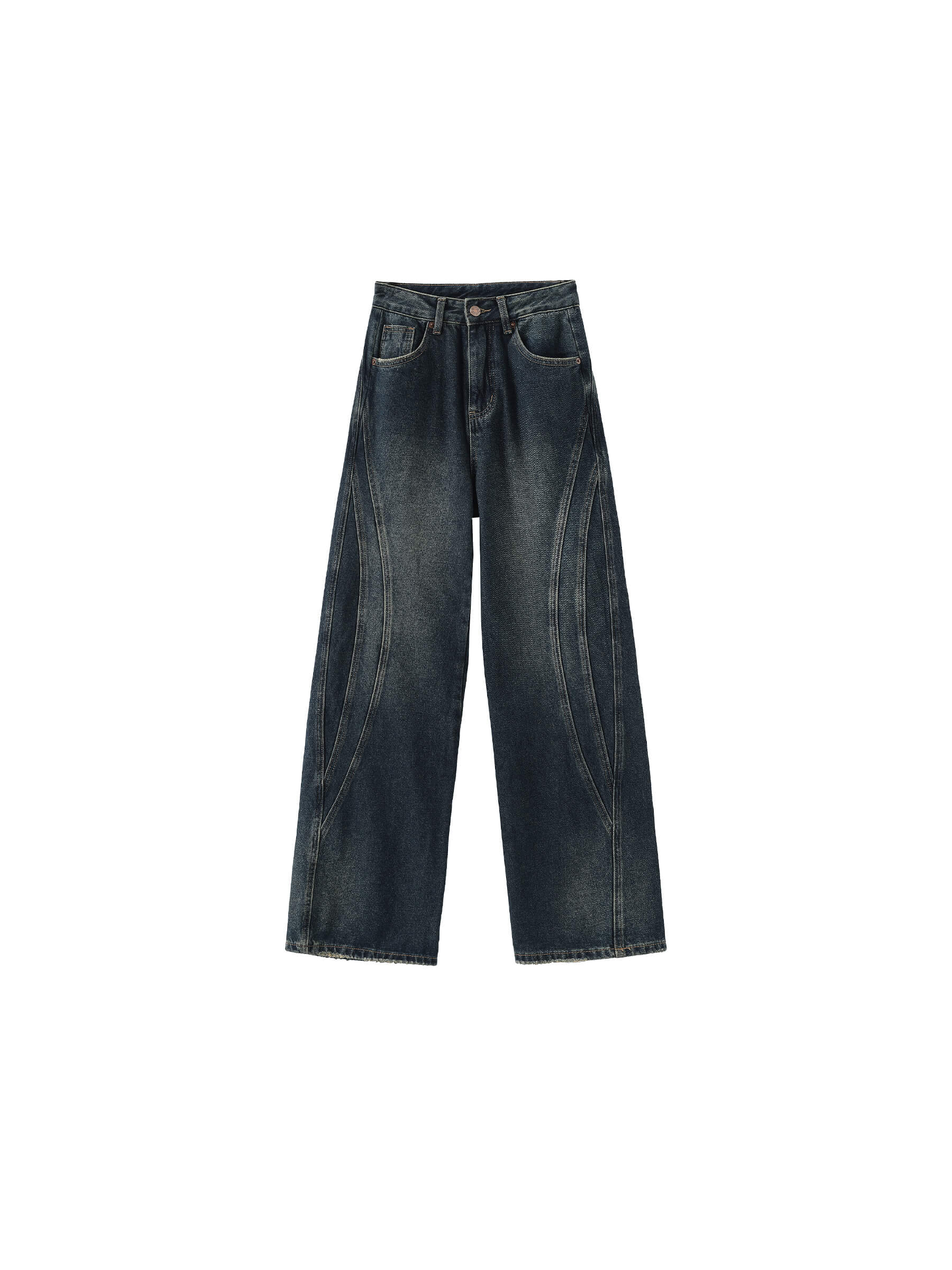Vintage Style Straight leg Denim Jeans-15