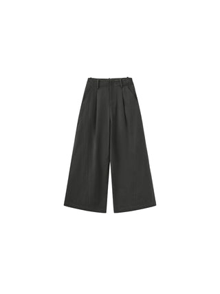 100% Cotton High-Waisted Wide-Leg Casual Trousers