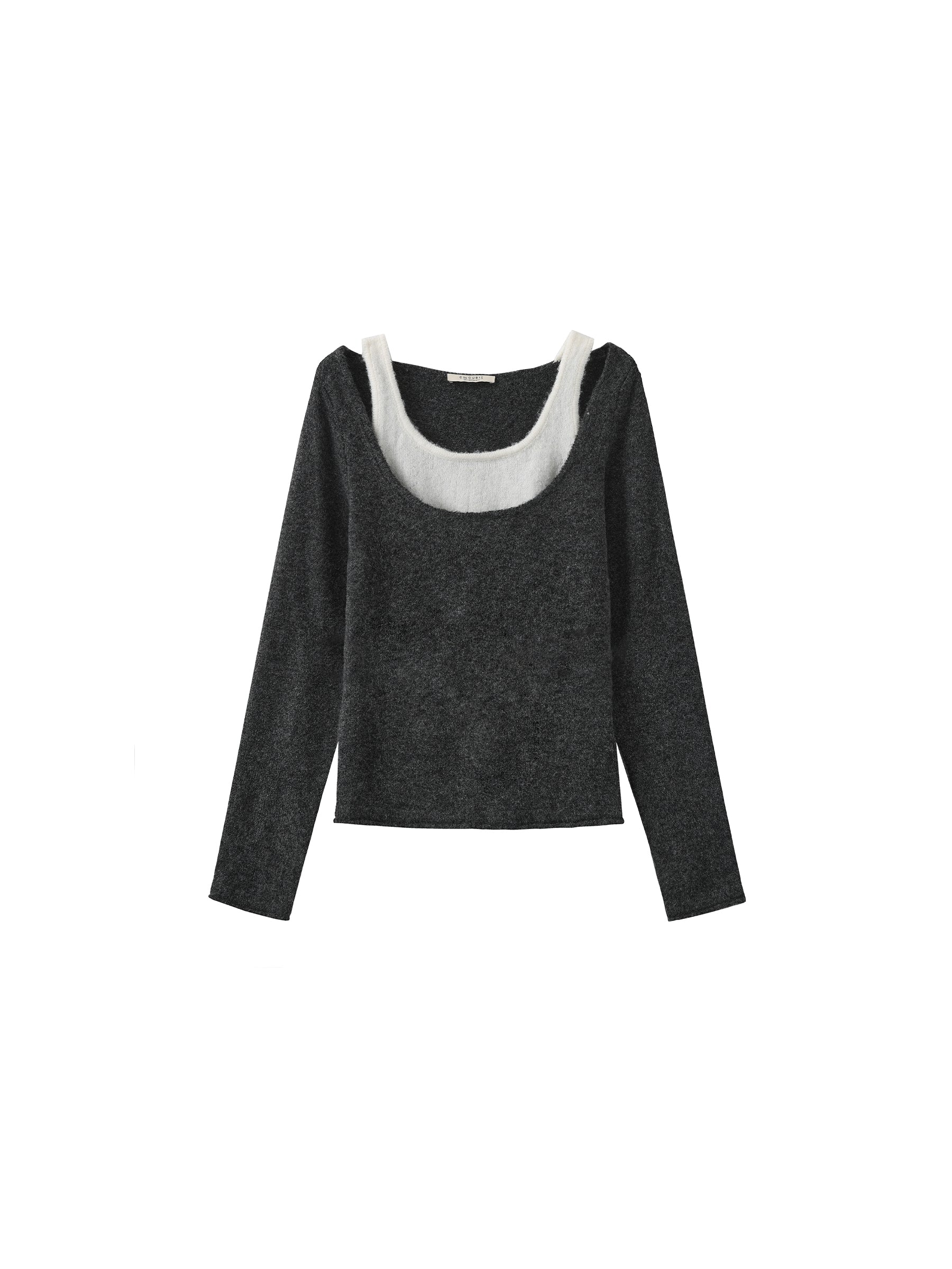 Classic Boat Neck Faux-Layer Top-15