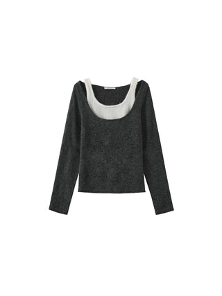 Classic Boat Neck Faux-Layer Top
