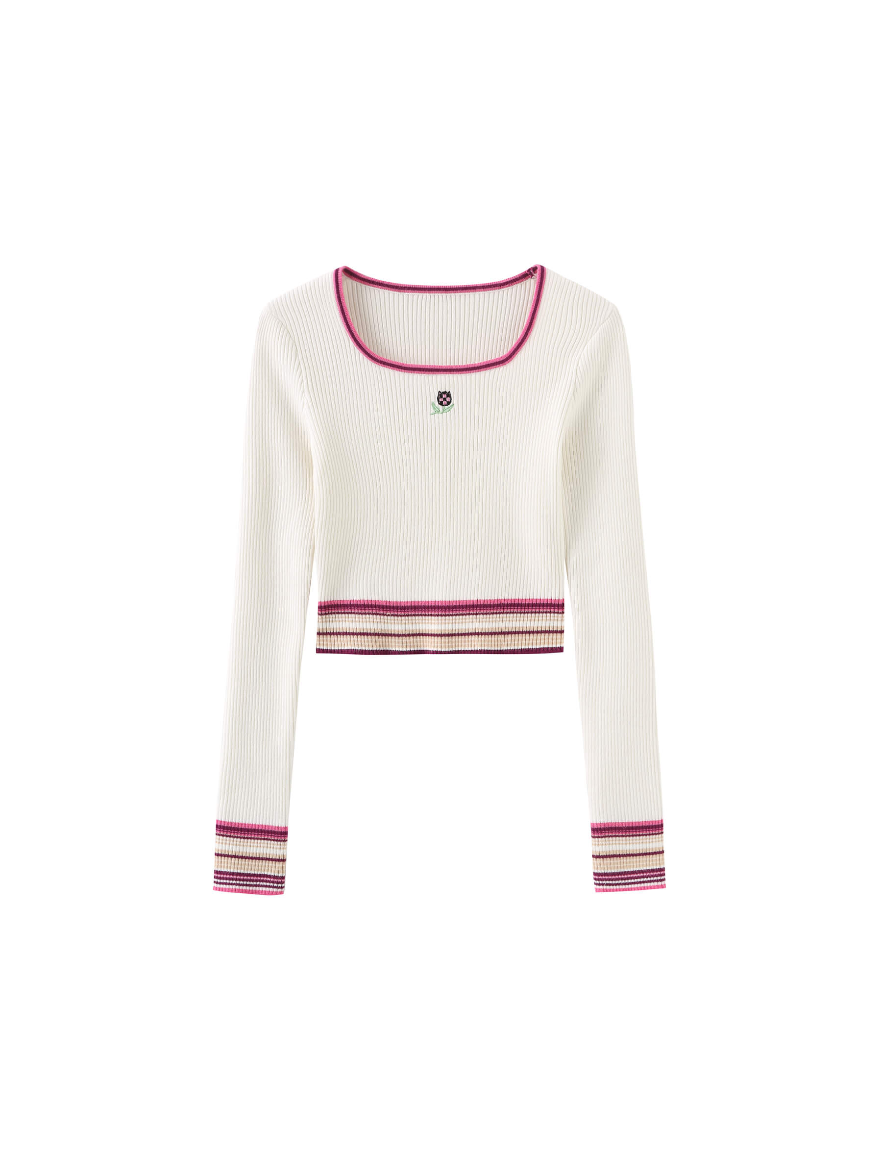 Boat Neck Long Sleeve Knit Top-17