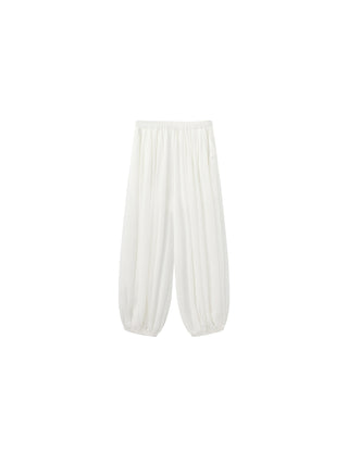 Pleated Balloon-Leg Elastic-Waist Trousers