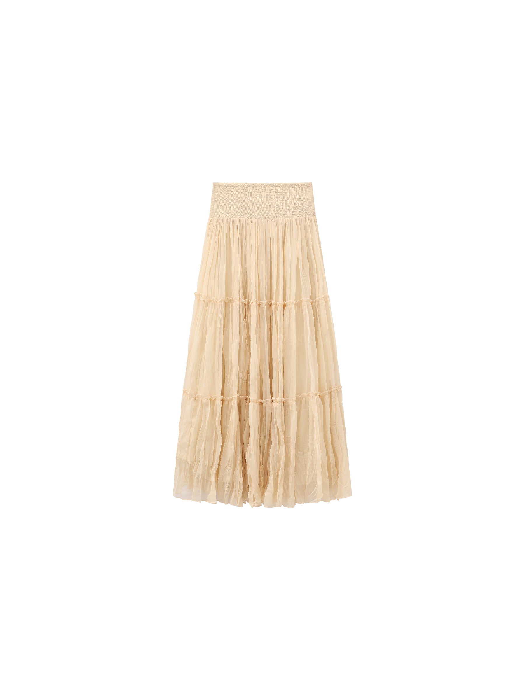 CUBIC Pleated and Gathered Design Tulle Skirt-15