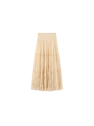 CUBIC Pleated and Gathered Design Tulle Skirt