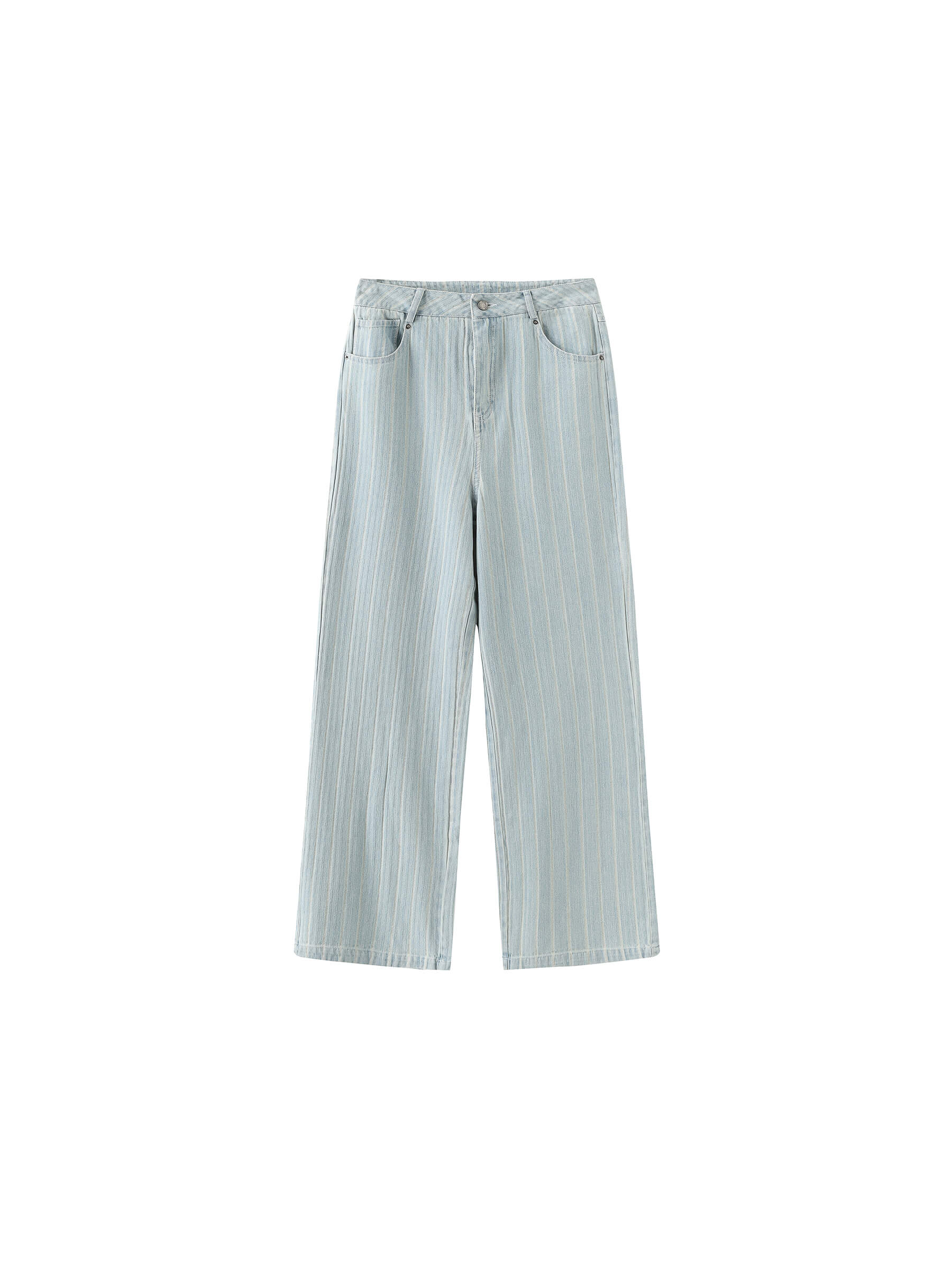 Pinstriped Wide Leg Cropped Jeans-15
