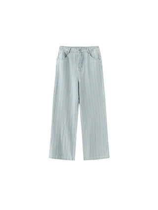 Pinstriped Wide Leg Cropped Jeans