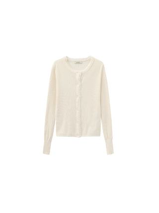 CUBIC Lace-trimmed Linen Knit Cardigan