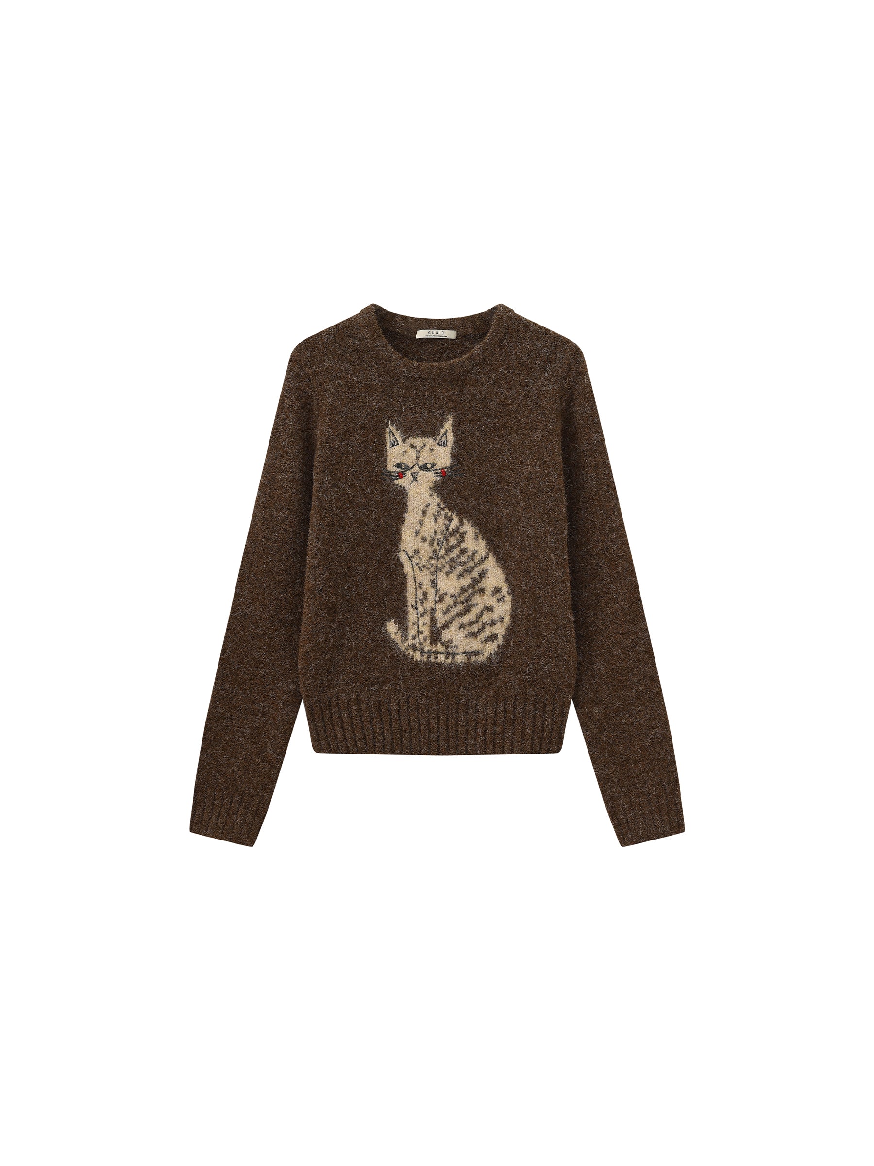 CUBIC Cat Print Wool Blend Sweater-15