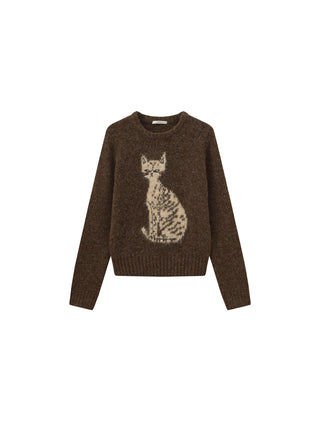 CUBIC Cat Print Alpaca Blend Sweater