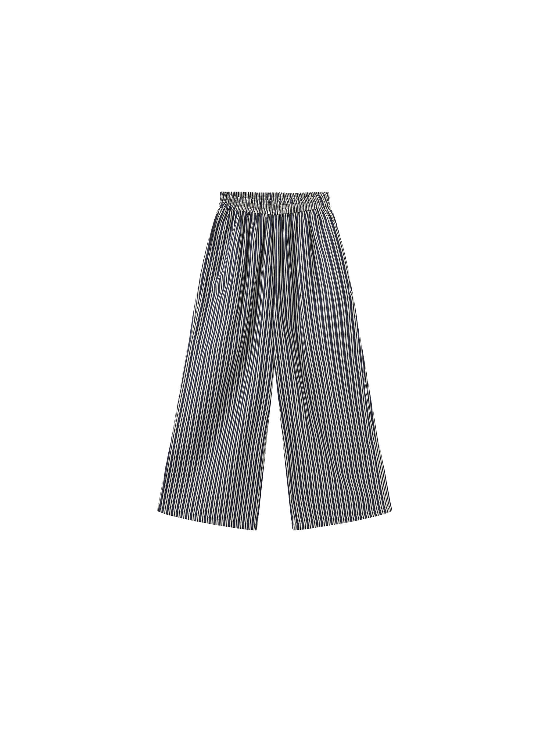 Pleated Striped Wide-Leg Trousers-19
