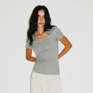 CUBIC Linen-Blend V-Neck Slim Fit Top