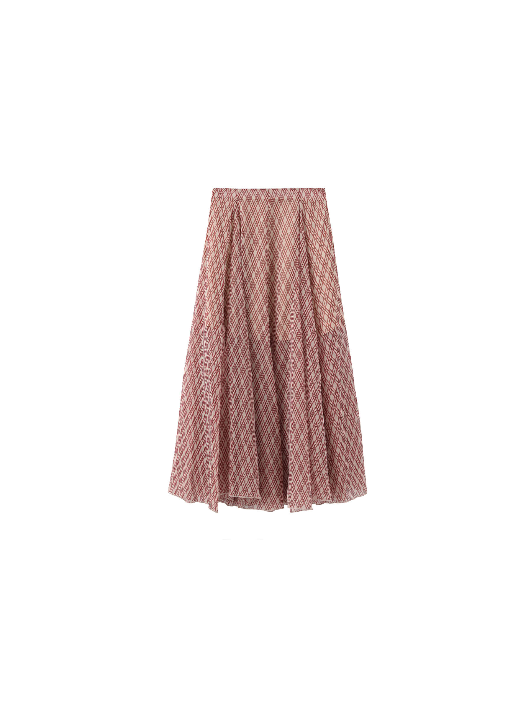 Asymmetrical Flowy Check Maxi Skirt-Red-8