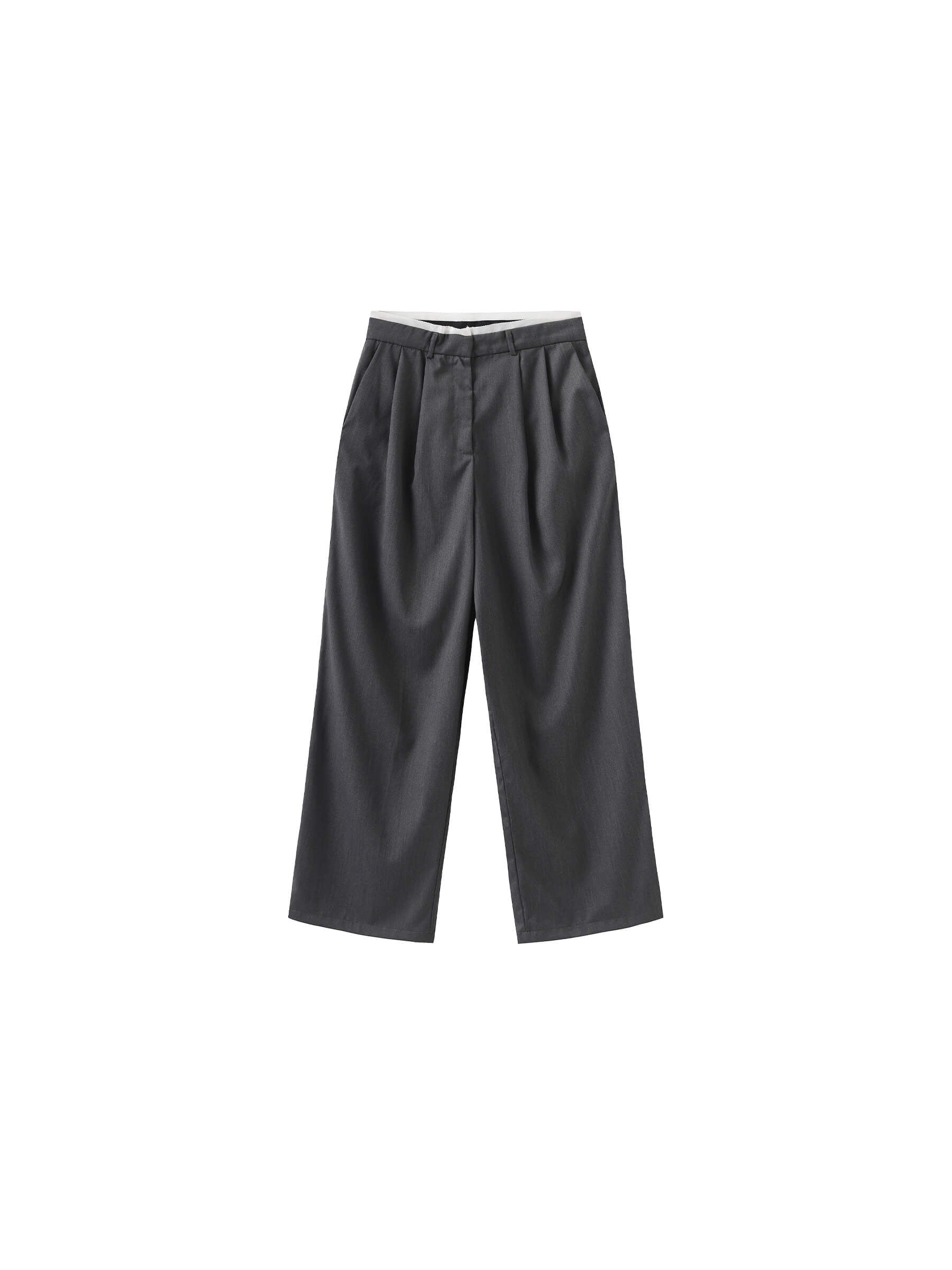 Slim Wide Leg Straight Casual Trousers-17