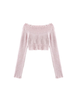 Off-Shoulder Long Sleeve Knit Crop Top