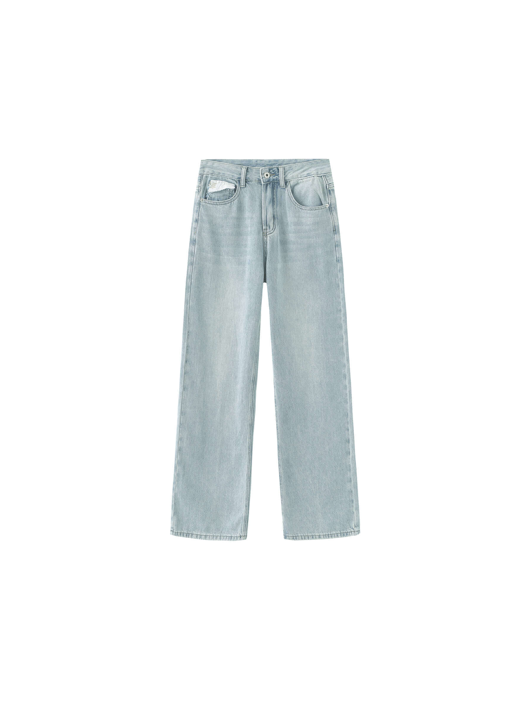 High Waist Loose Straight Washed Jeans-17