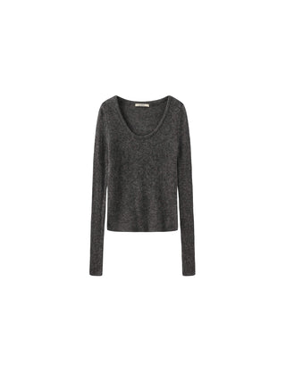 Crew Neck Slim-Fit Knitted Top