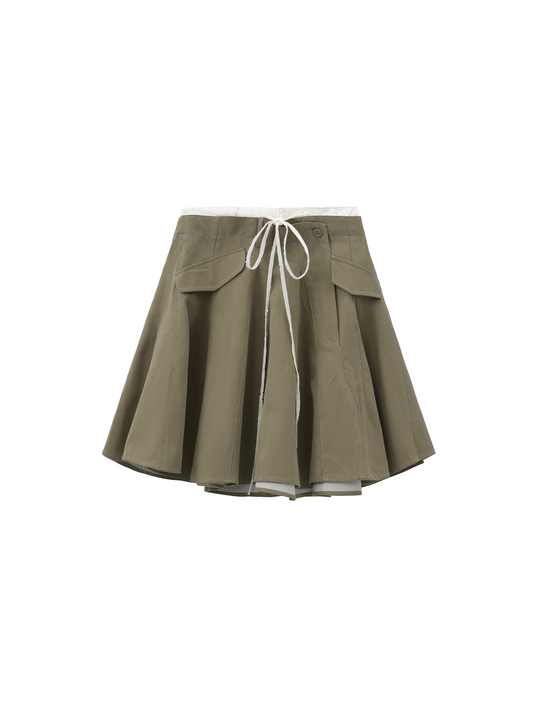 CUBIC Lace-Trimmed Drawstring Midi Skirt-15